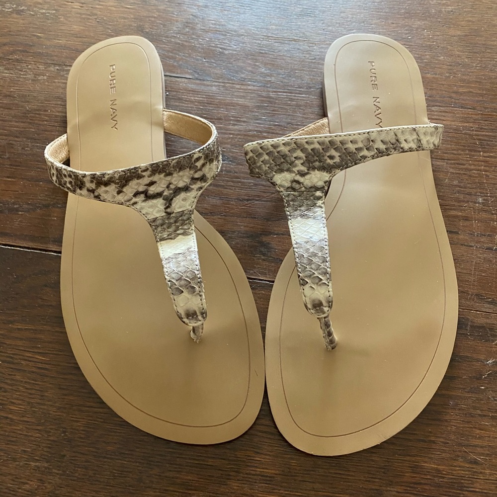 Snake skin flat sandal